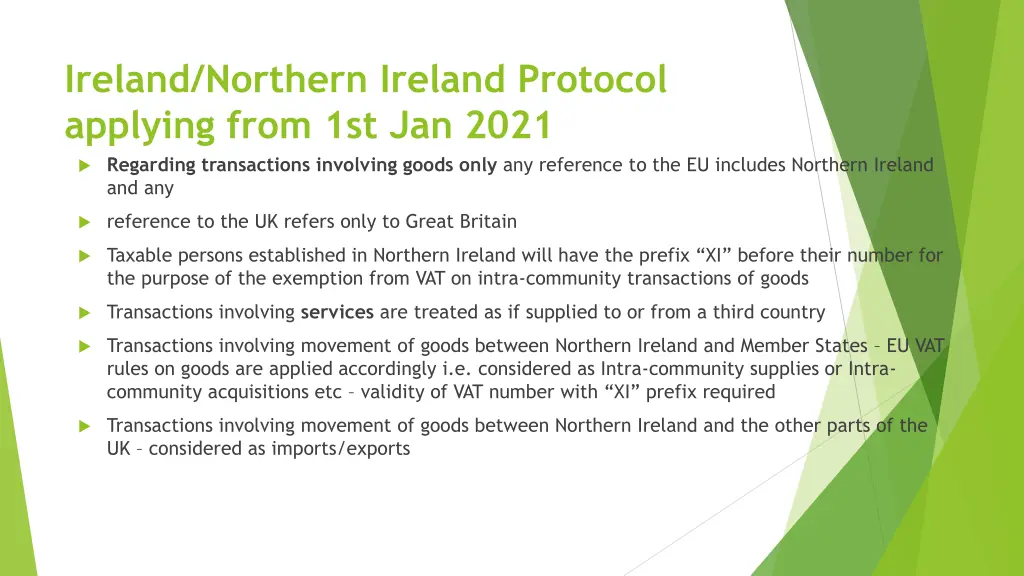 ireland northern ireland protocol applying from