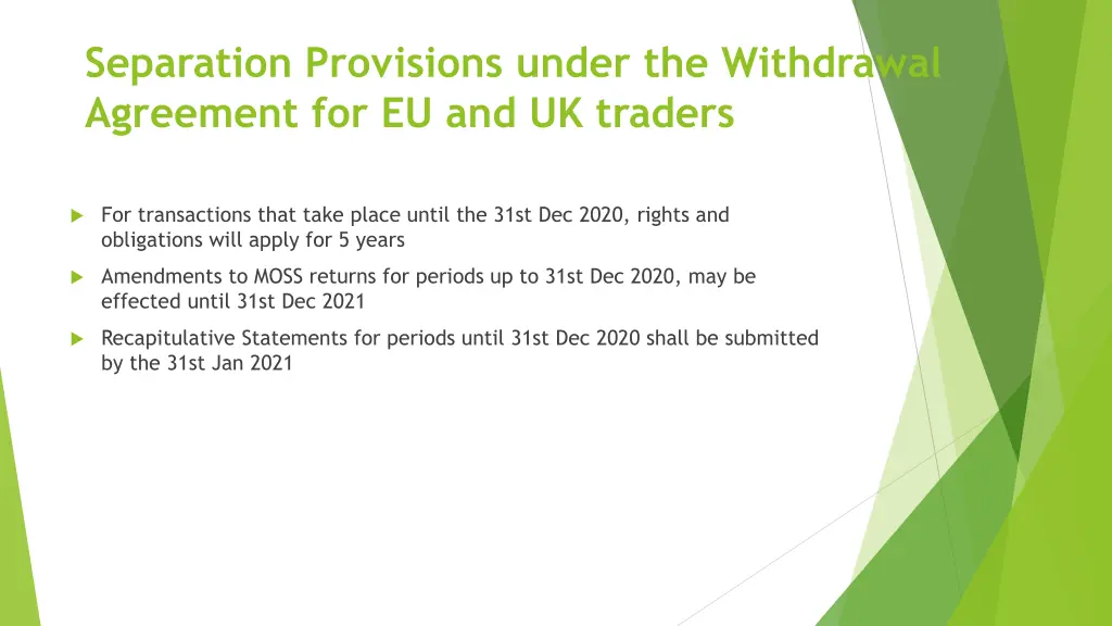 separation provisions under the withdrawal 1