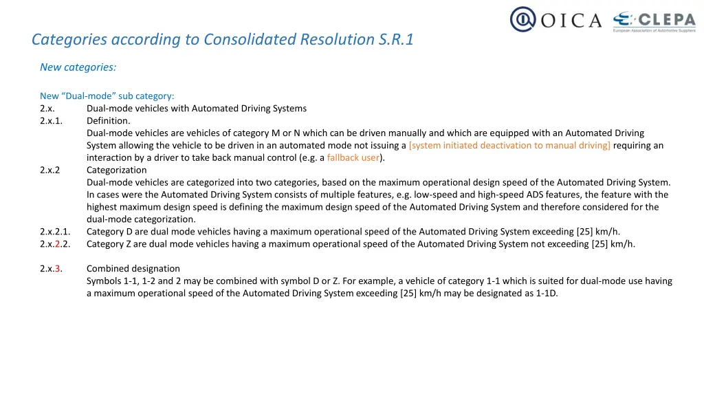 categories according to consolidated resolution 3