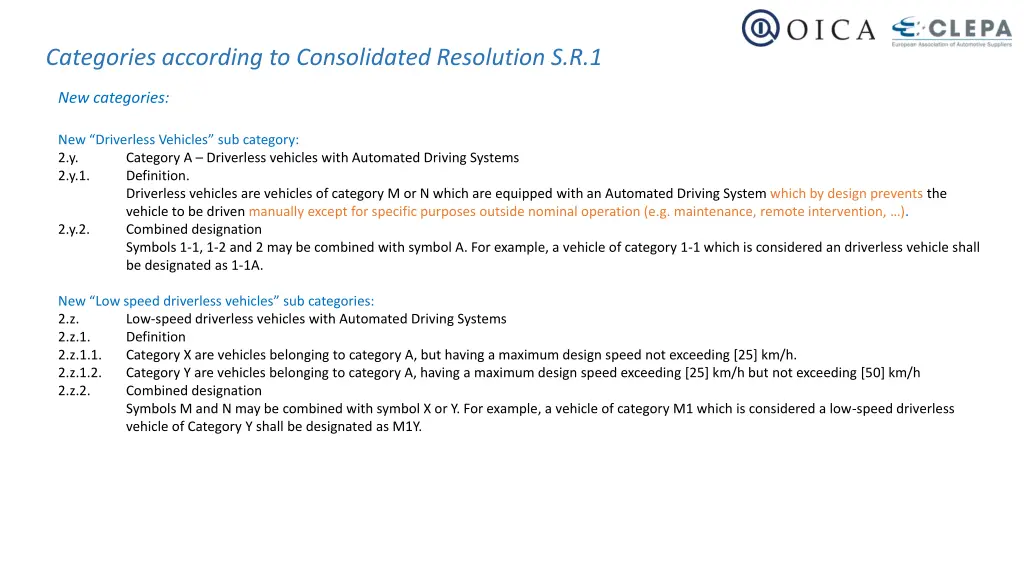 categories according to consolidated resolution 4