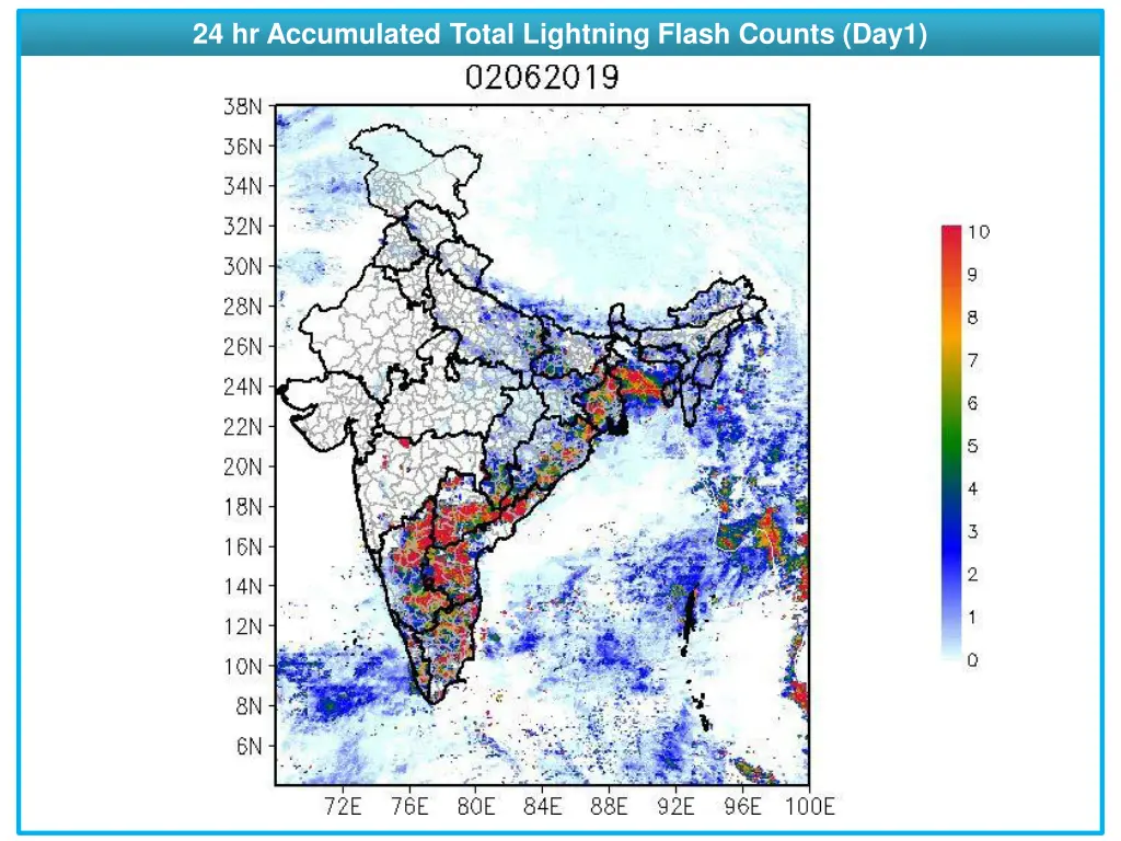 24 hr accumulated total lightning flash counts