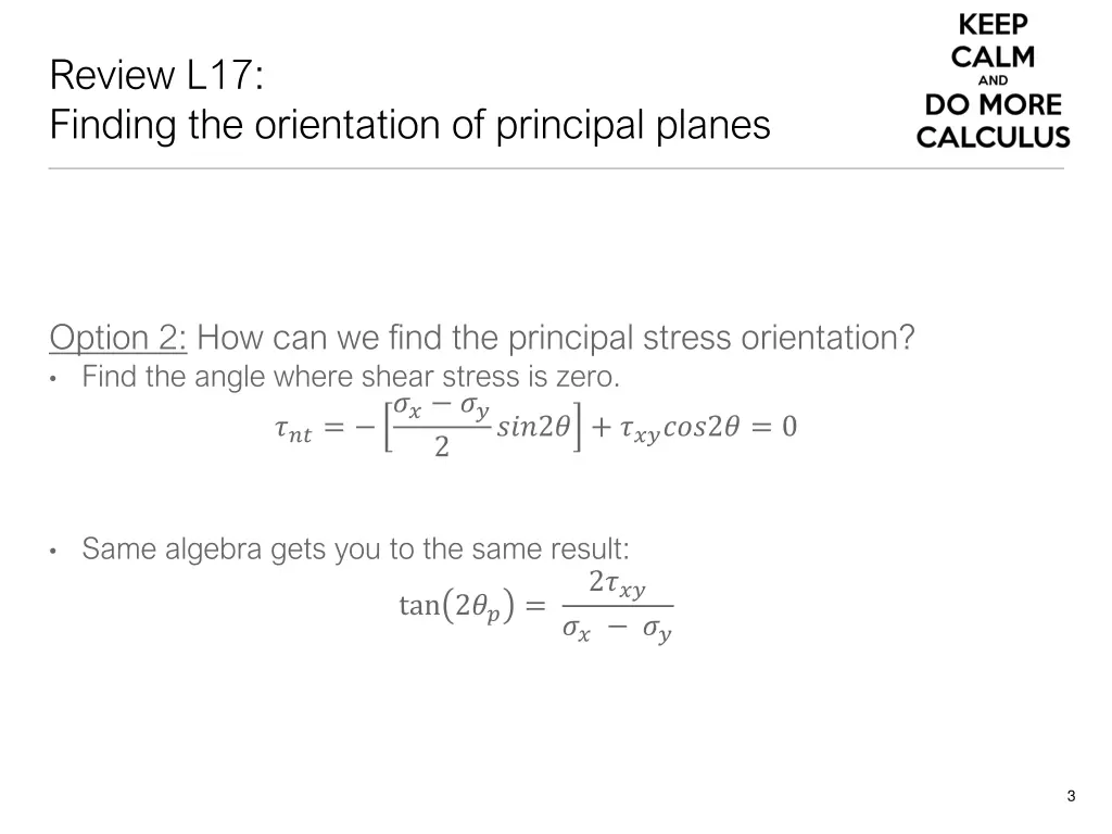 review l17 finding the orientation of principal 1