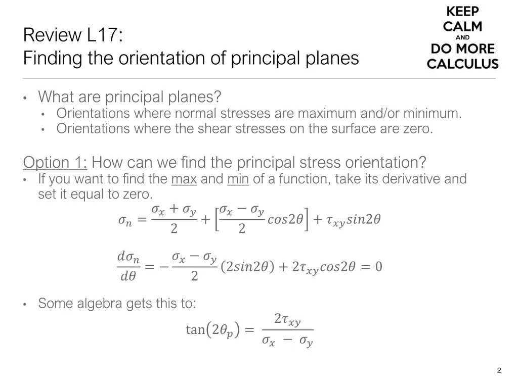 review l17 finding the orientation of principal