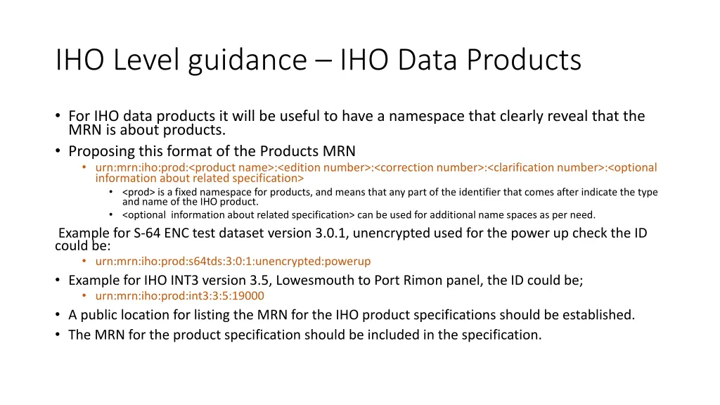 iho level guidance iho data products