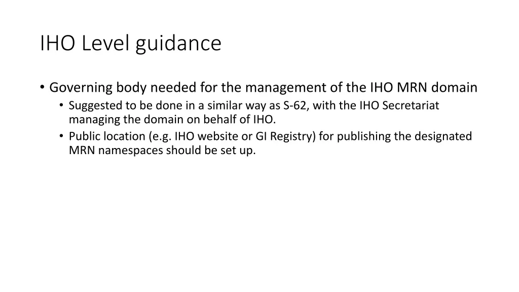 iho level guidance