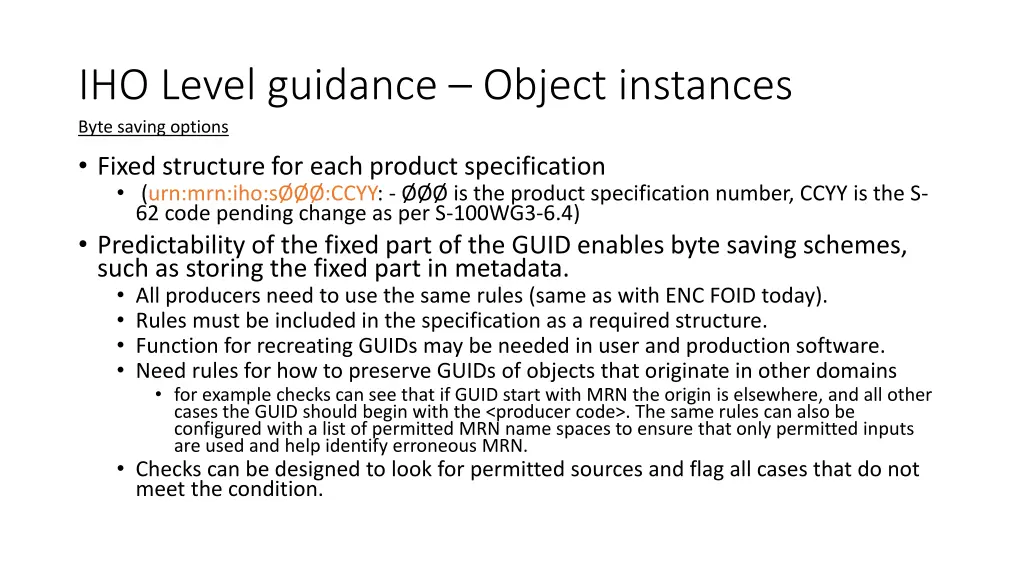 iho level guidance object instances byte saving