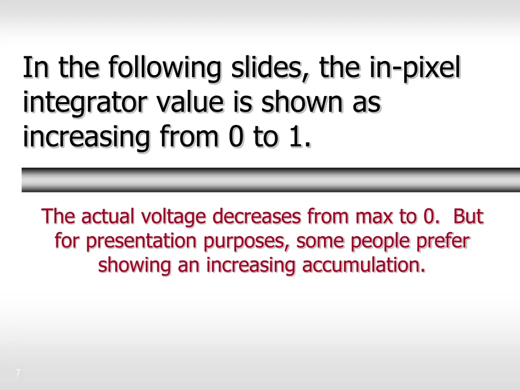 in the following slides the in pixel integrator