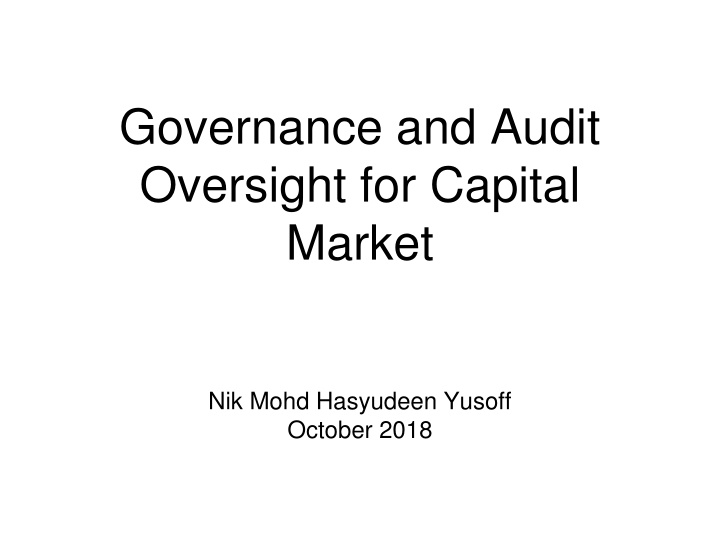 governance and audit oversight for capital market