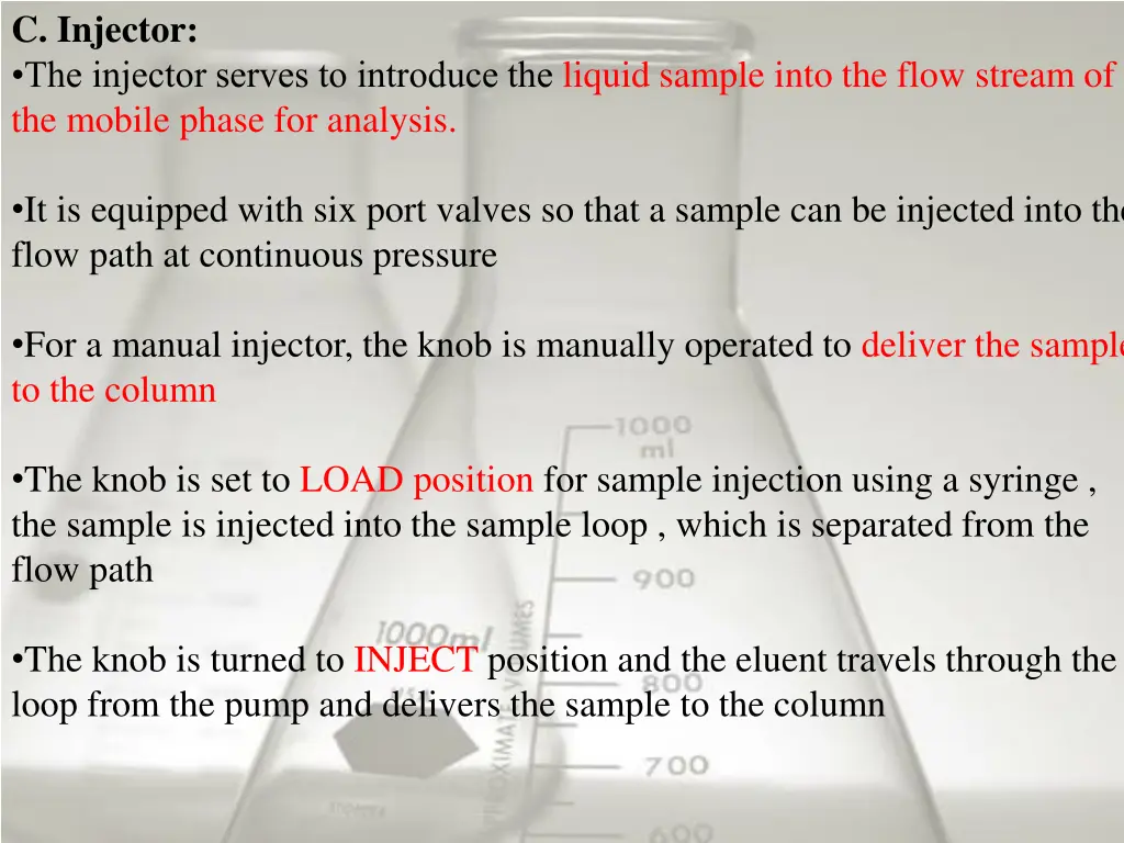 c injector the injector serves to introduce