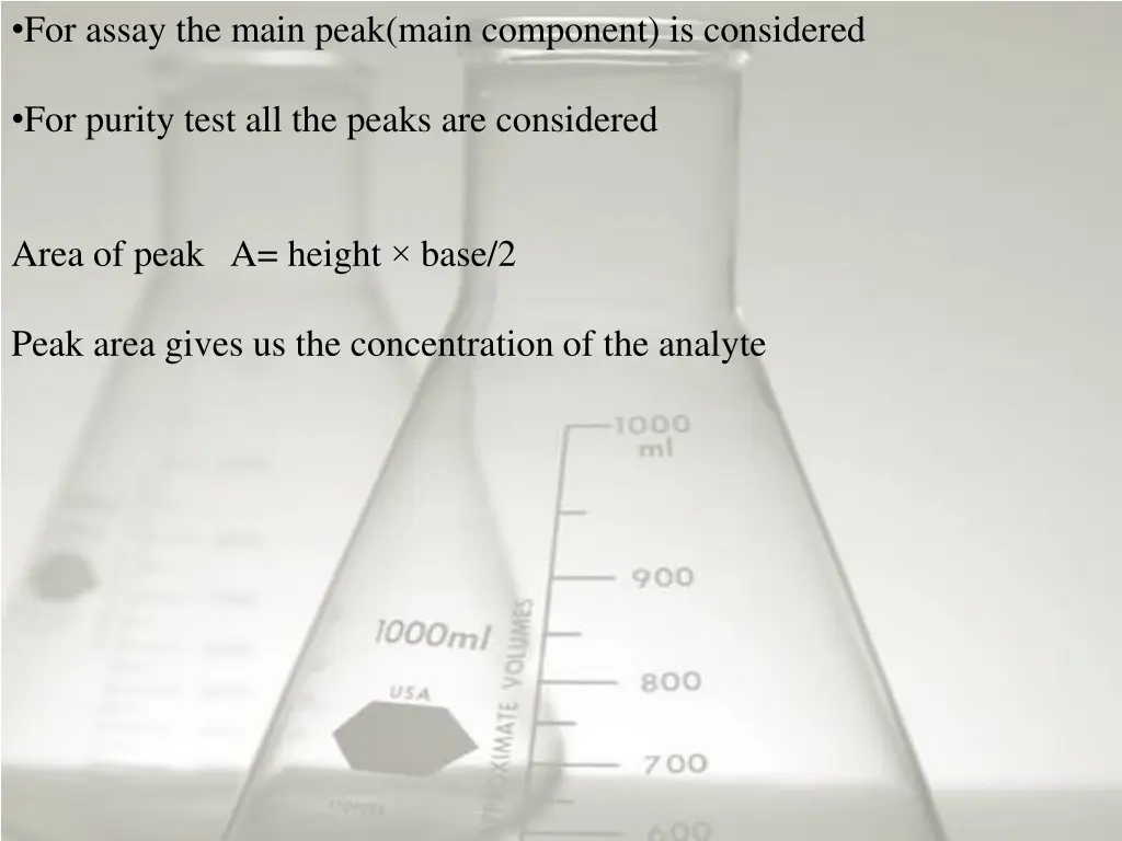 for assay the main peak main component