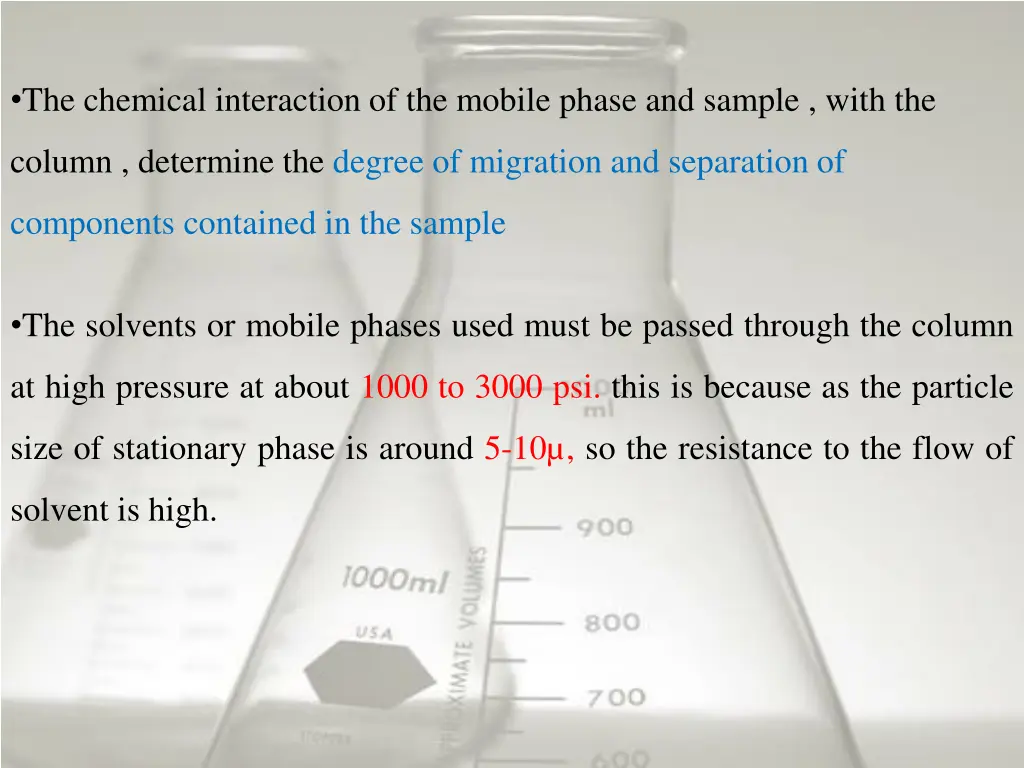 the chemical interaction of the mobile phase