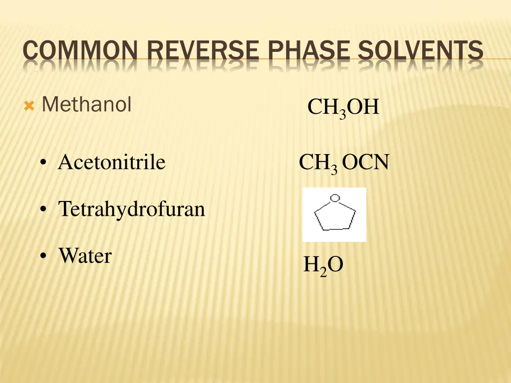 common reverse phase solvents