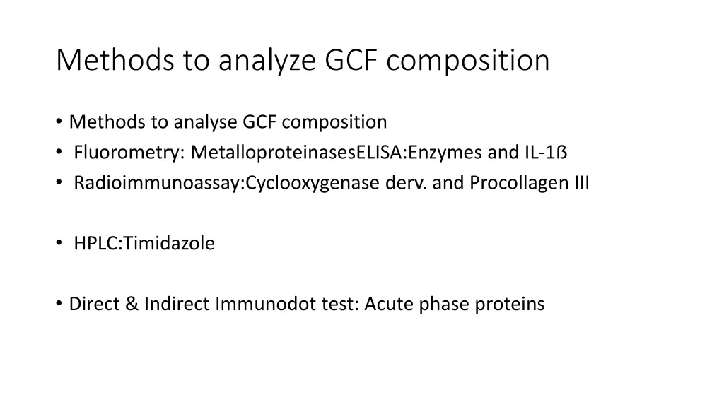 methods to analyze gcf composition