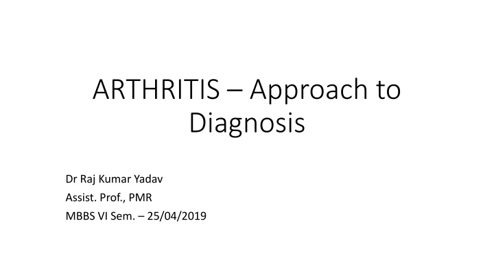 arthritis approach to diagnosis