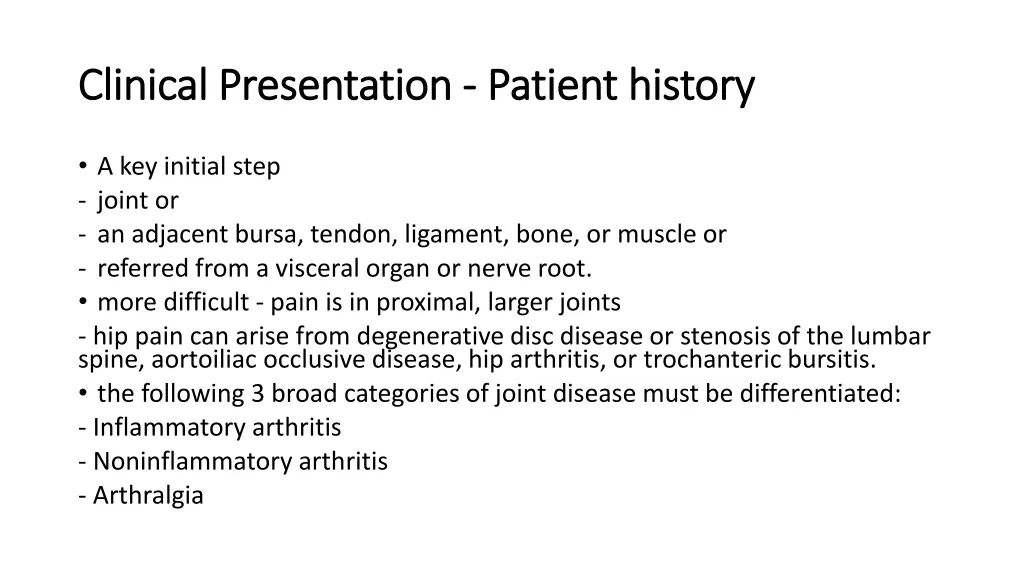 clinical presentation clinical presentation