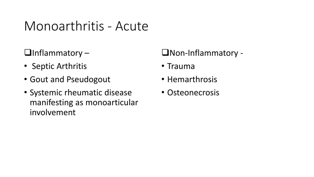 monoarthritis acute