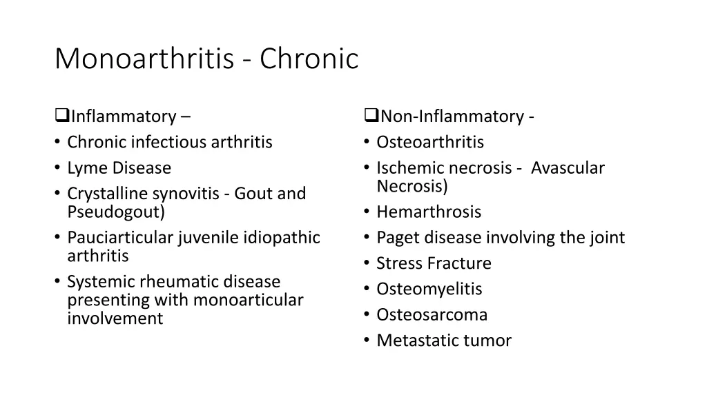 monoarthritis chronic