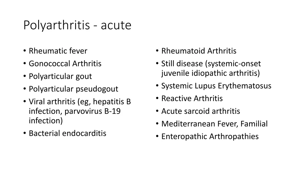 polyarthritis acute