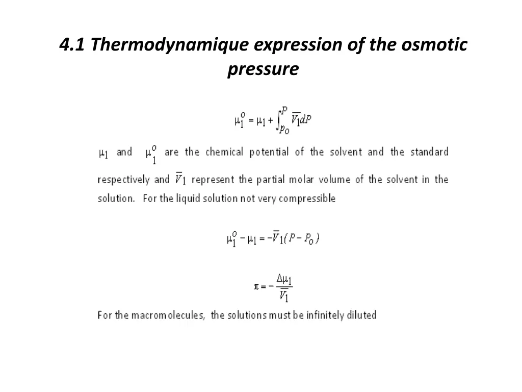 4 1 thermodynamique expression of the osmotic