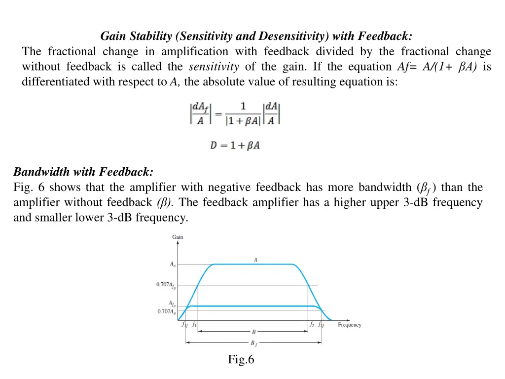 gain stability sensitivity and desensitivity with