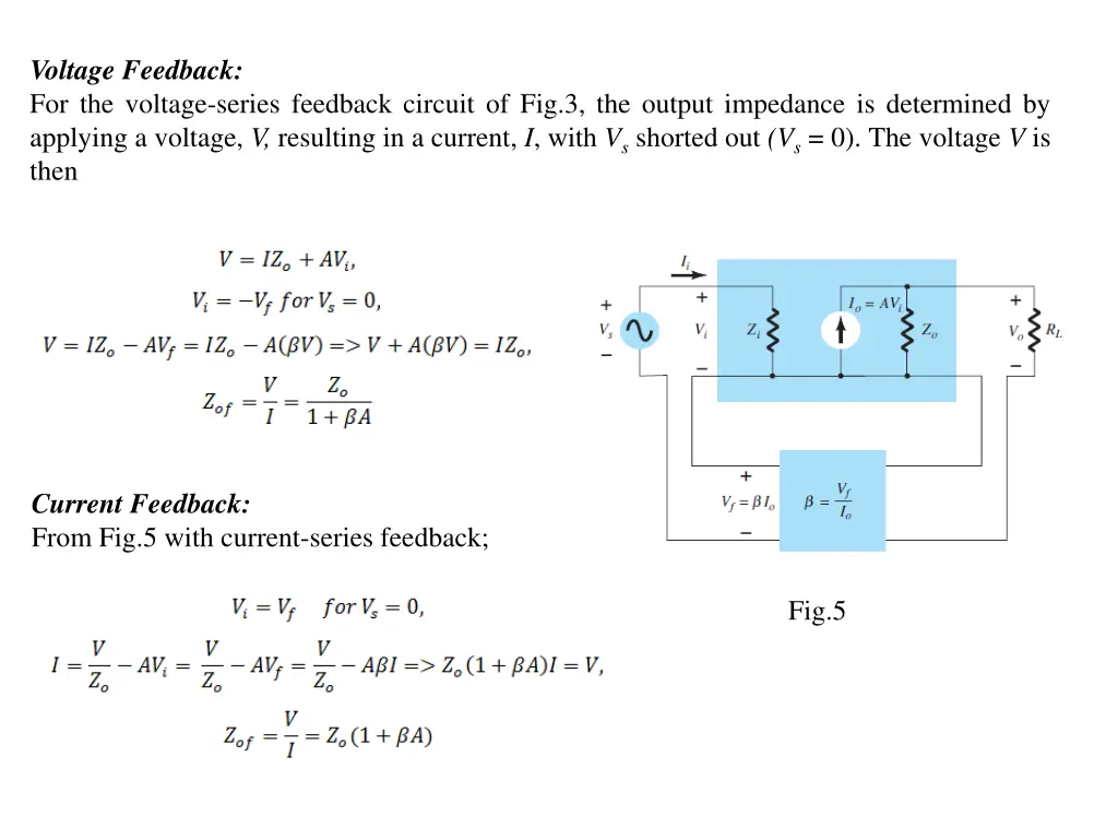 voltage feedback for the voltage series feedback