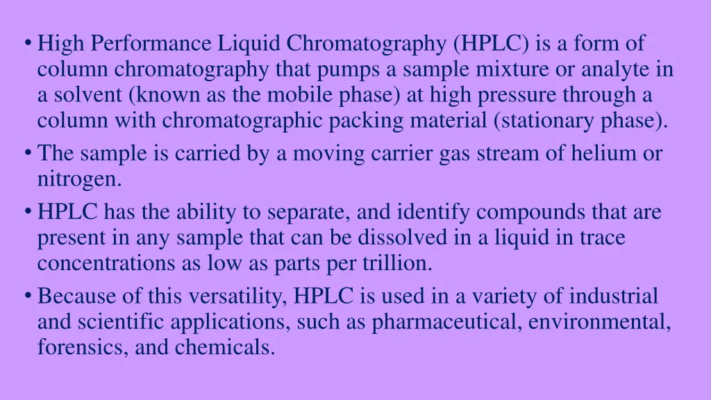 high performance liquid chromatography hplc 1