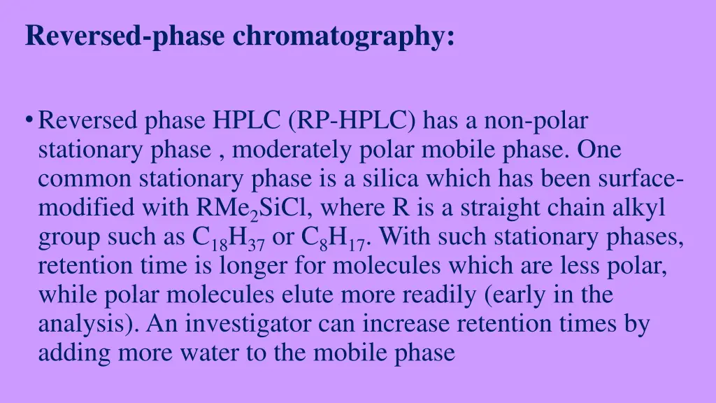 reversed phase chromatography