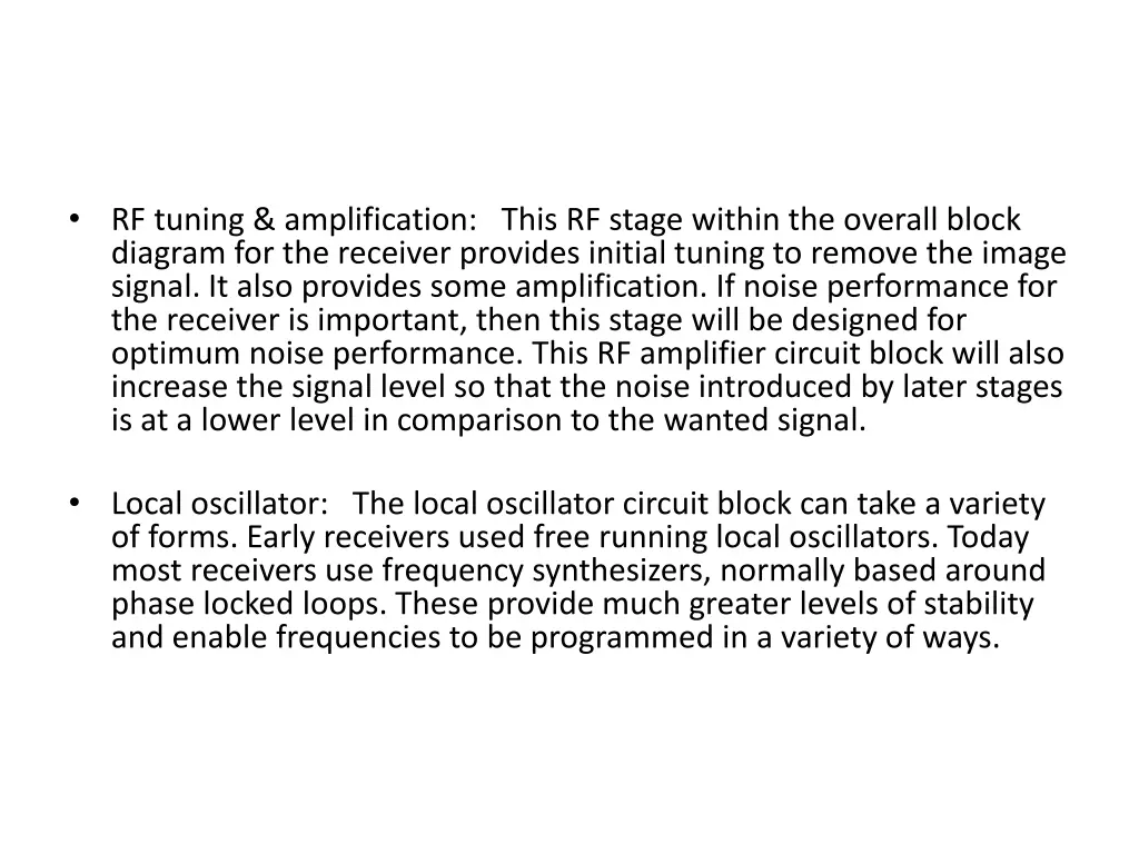 rf tuning amplification this rf stage within