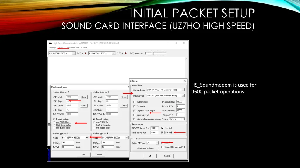 initial packet setup