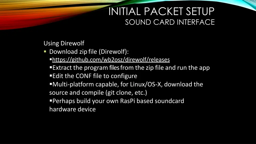 initial packet setup sound card interface 1