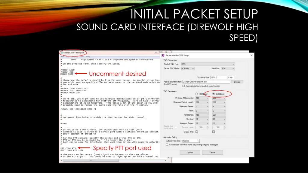 initial packet setup sound card interface 2