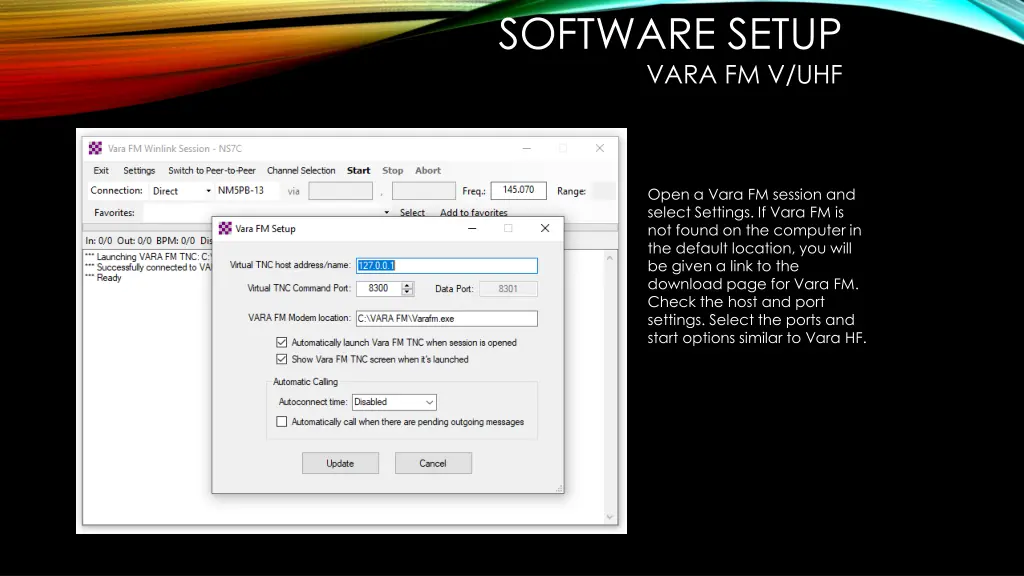 software setup vara fm v uhf