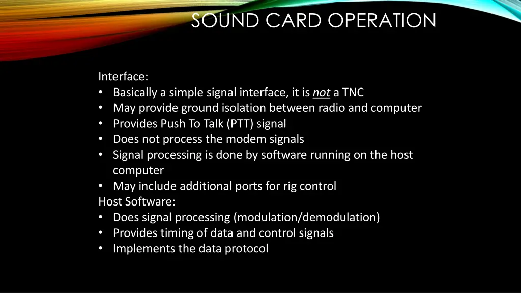 sound card operation