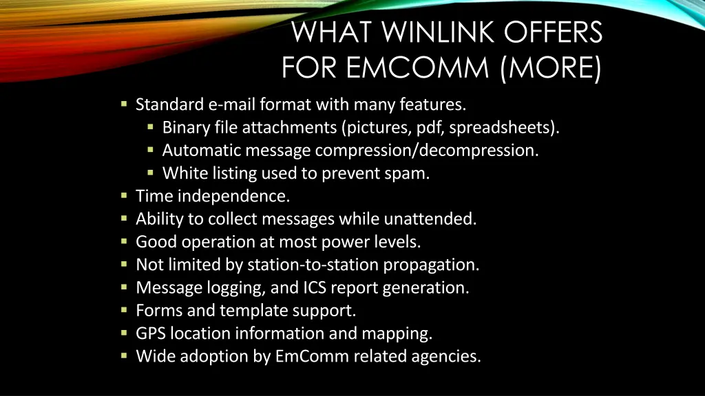 what winlink offers for emcomm more