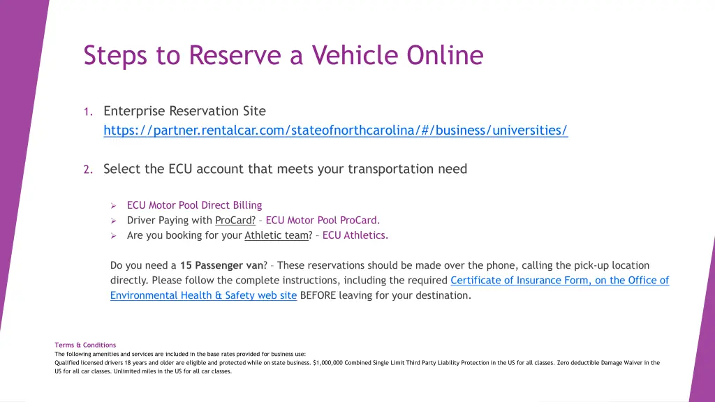 steps to reserve a vehicle online