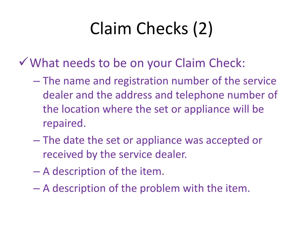 claim checks 2