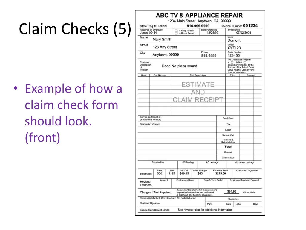 claim checks 5