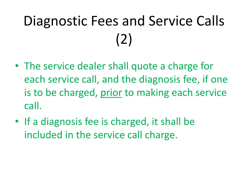 diagnostic fees and service calls 2