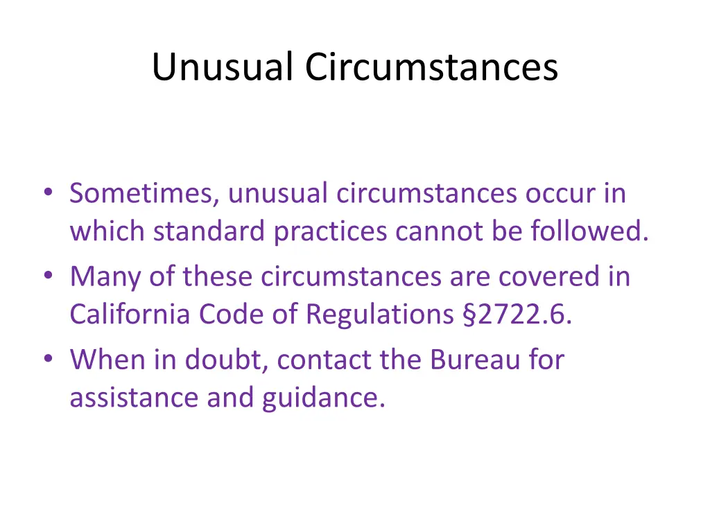 unusual circumstances