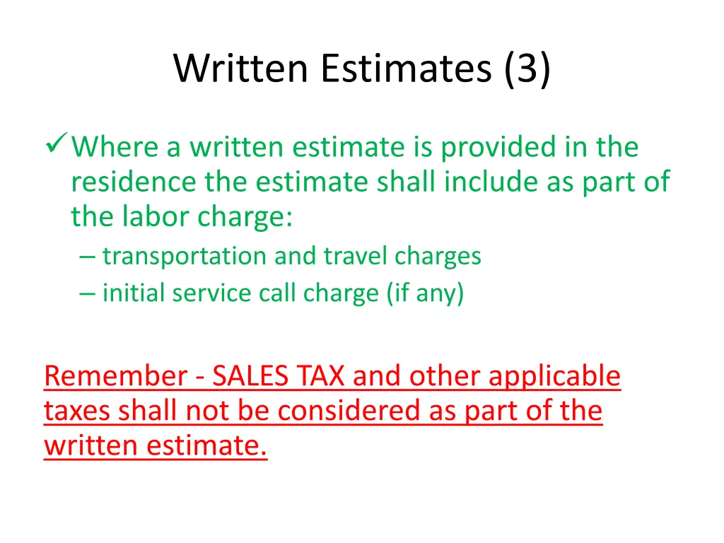 written estimates 3