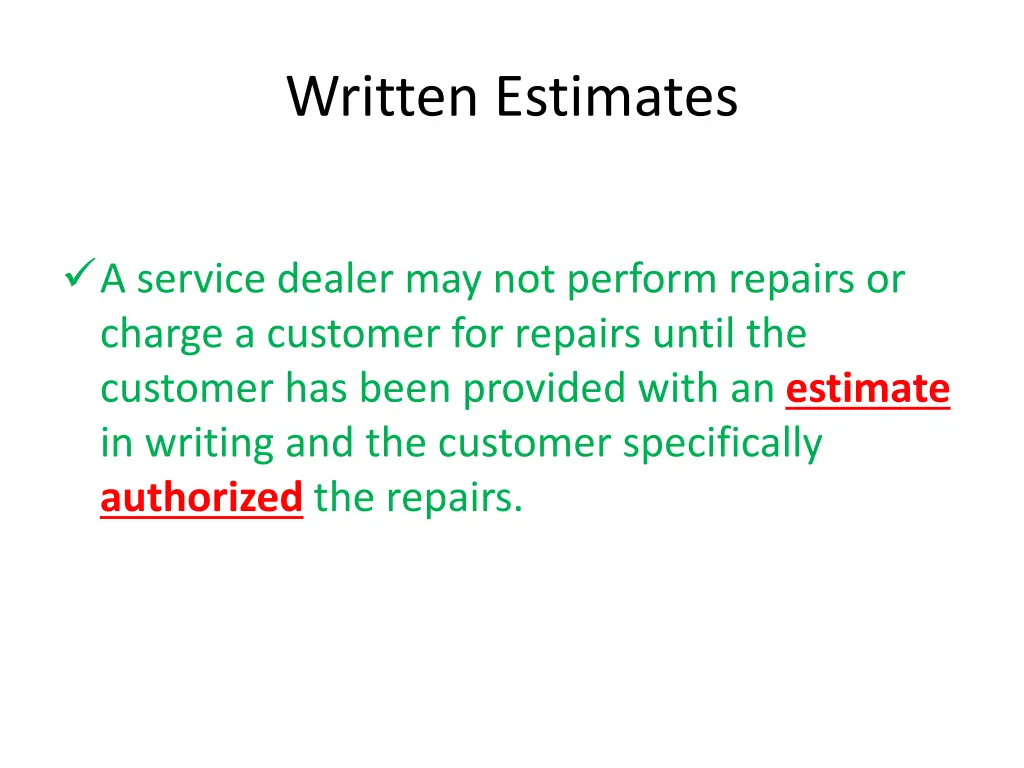 written estimates