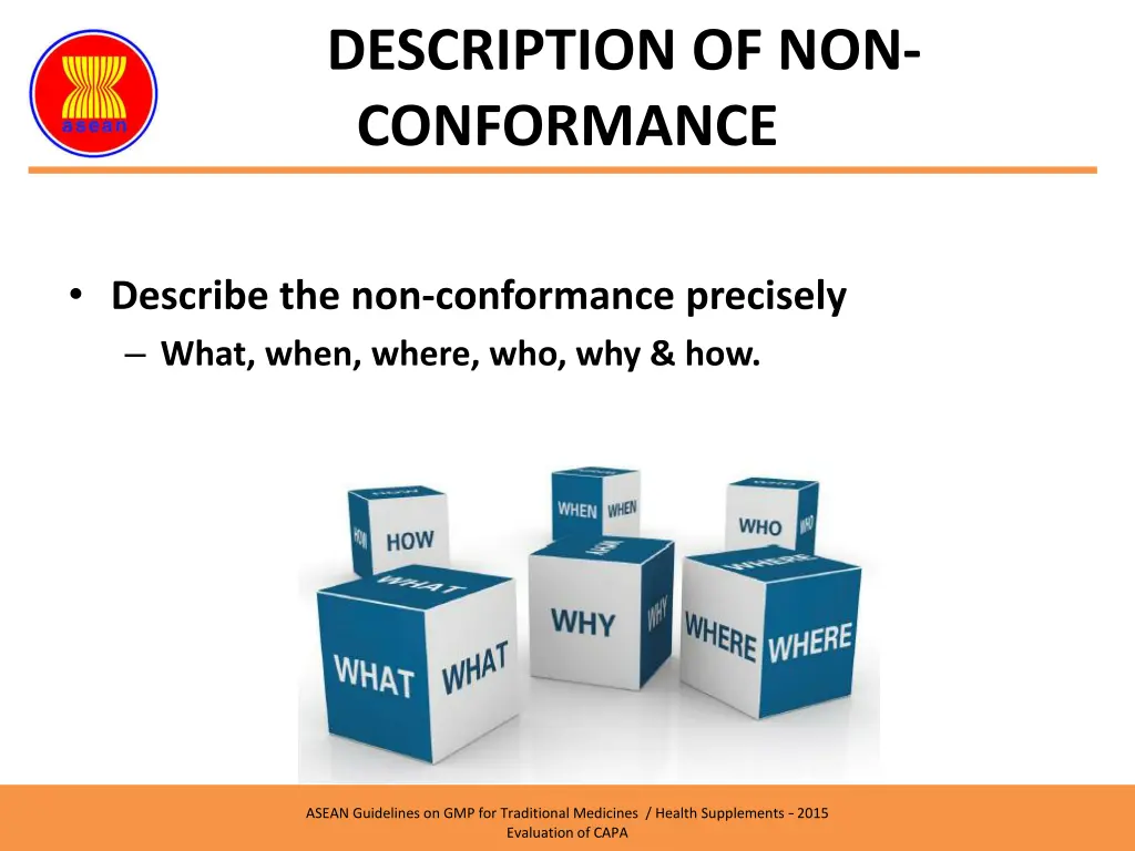 description of non conformance