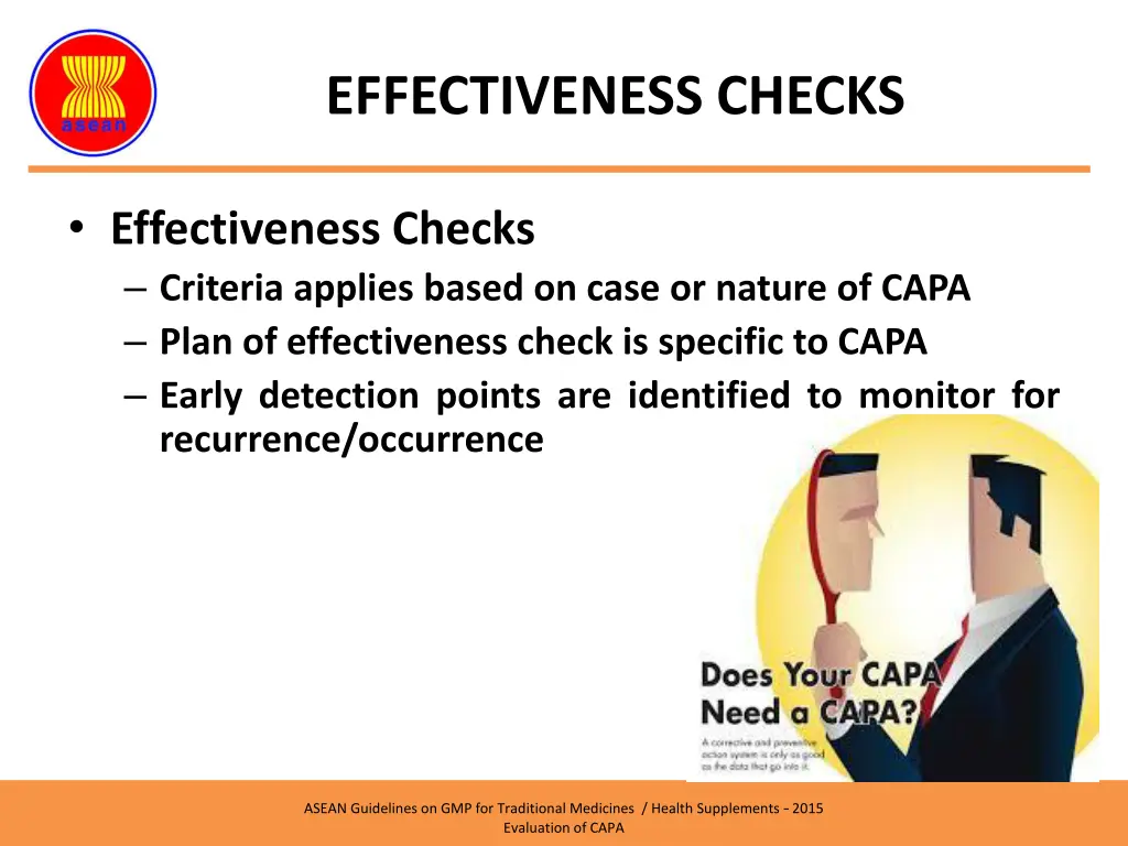 effectiveness checks