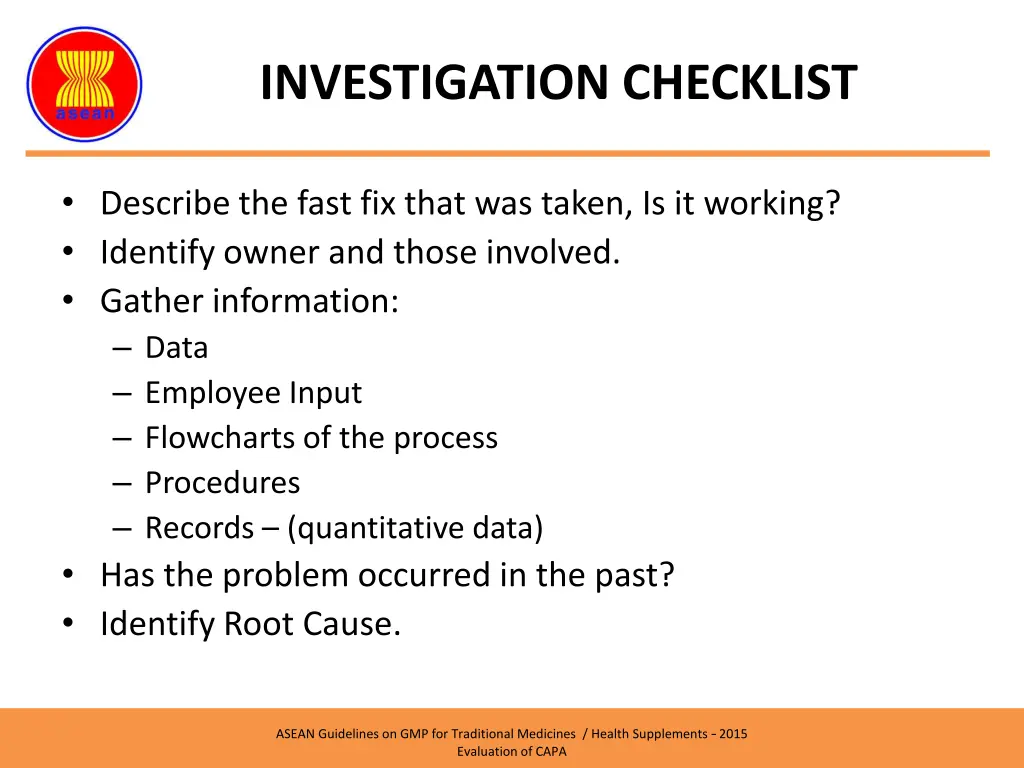 investigation checklist