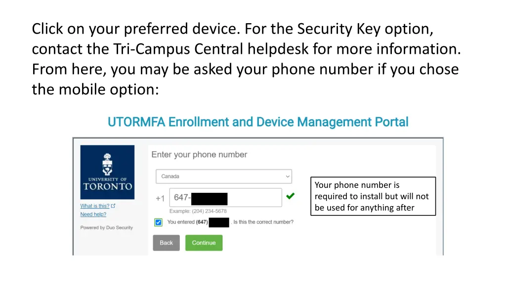 click on your preferred device for the security