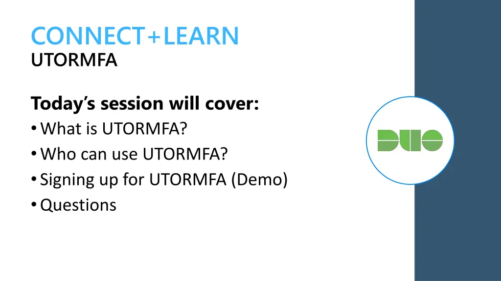 connect learn utormfa