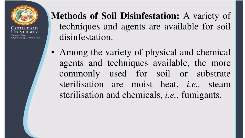 methods of soil disinfestation a variety