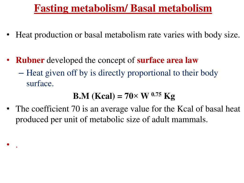 fasting metabolism basal metabolism