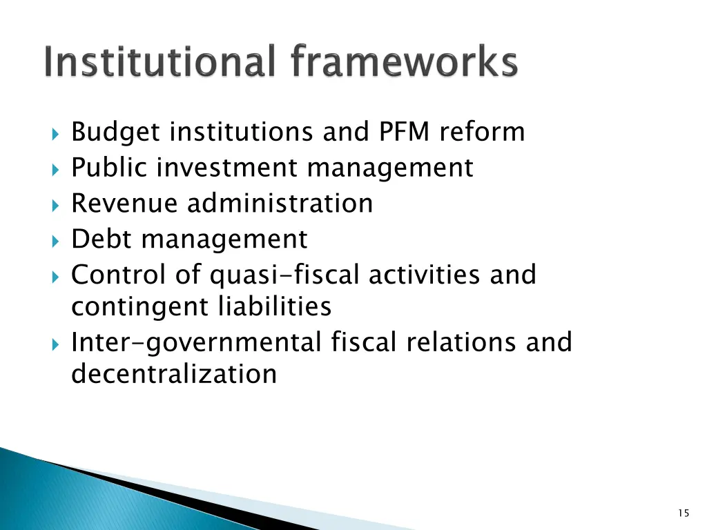 budget institutions and pfm reform public