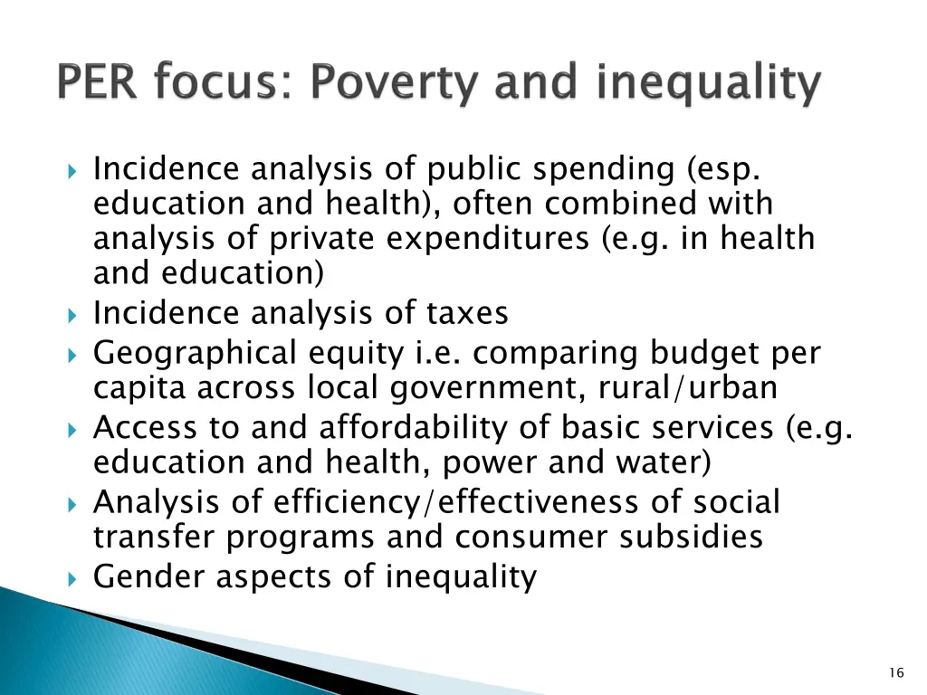 incidence analysis of public spending